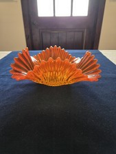Vintage Rare Shaped 1960's MCM Fostoria Heirloom Orange Bittersweet Glass 
