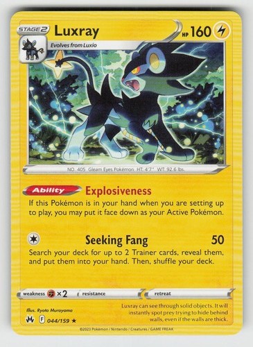 Luxray 044/159 Rare Crown Zenith Near Mint
