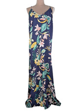 Old Navy Floral Maxi Dress Navy Size XL Tall Tropical Beachy Vacation Resort