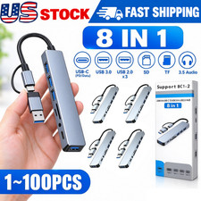 8 Port USB-C Hub Adapter - 5G Speed Multi Splitter for PC, Laptop  MacBook LOT