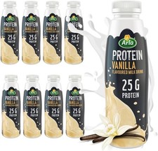 Arla Protein Shake Vanilla Flavored Milkshake 25g 8 Pack, BestBef 07/26