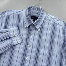 Scott Barber Shirt Mens Large Striped Button Down Long Sleeve Classic Dress