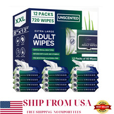 Adult Wipes 8"x13" Extra Large Soft Bathing  Incontinence Wipes 720ct