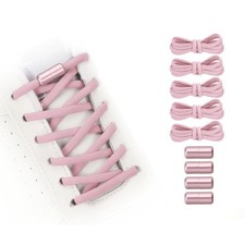 Elastic No Tie Shoelaces Replacement 5Pcs with 4 Metal Buckles, Pink