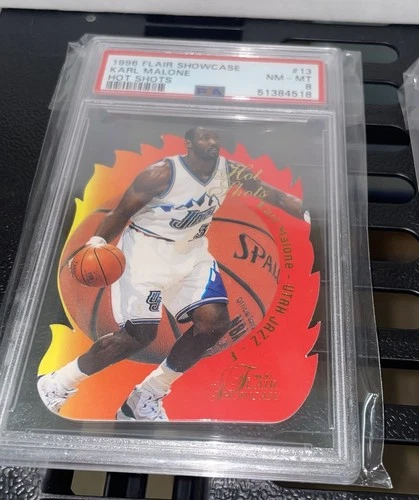 1996 Hot Shots Karl Malone PSA 8 Flair Rare Jazz
