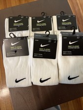 Nike Classic Cushioned Dri Fit Soccer Socks 6 Pairs White Size Medium