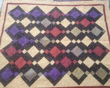 Handmade 62x50" "Jesus Loves Me" Lap Quilt Throw Patchwork Purple Red EXCELLENT