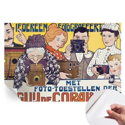 Wall Mural Removable Wallpaper Peel and stick Art Retro Camera Advertisement