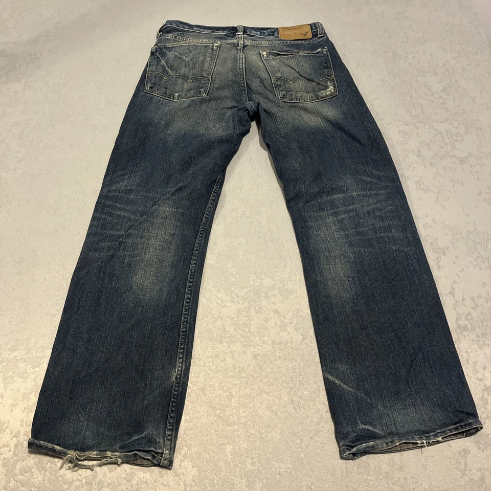 Мужские джинсы American Eagle Bootcut 30x30 Dark Wash джинсовая ткань на пуговицах Fly 5 карманов - Изображение 2 из 4