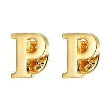 2Pcs Letter P Lapel Pins Initial Alphabet Lapel Collar Pins for Shirt Dress Gold