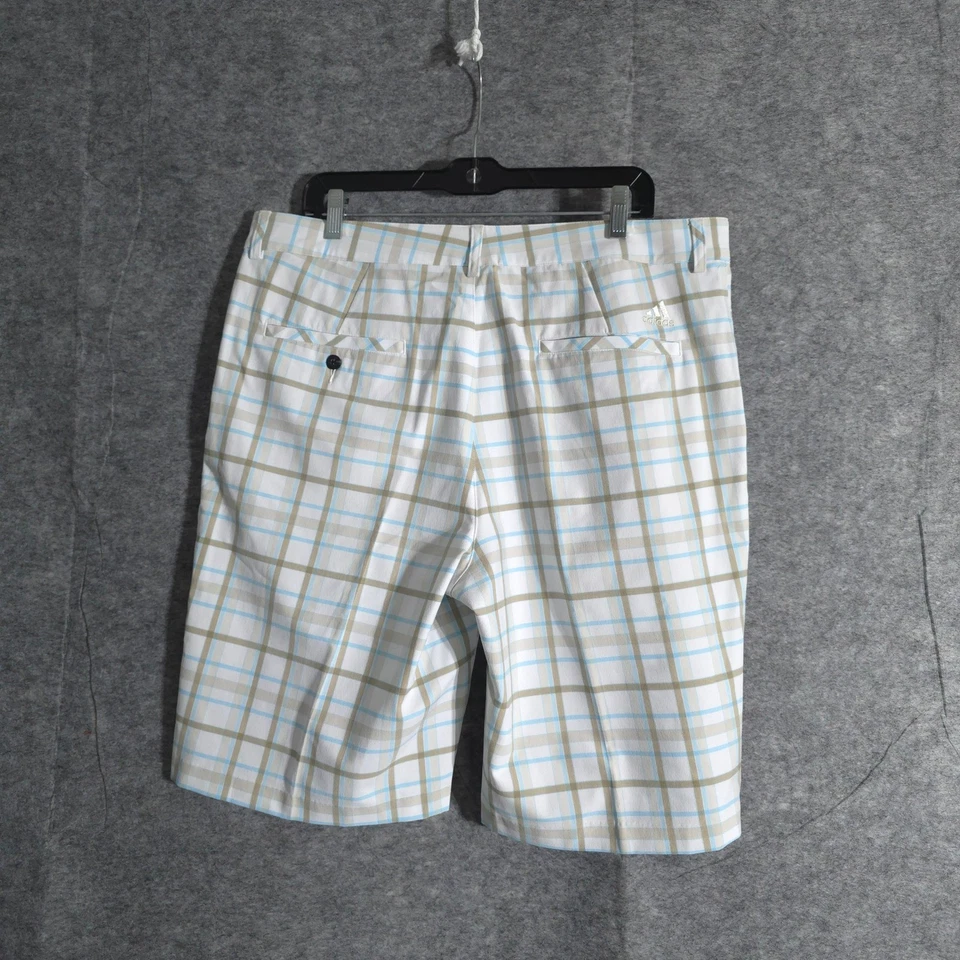 Шорты мужские Adidas Performance 36 для гольфа в клетку плоские спереди спортивная одежда синие бежевые - Изображение 2 из 4