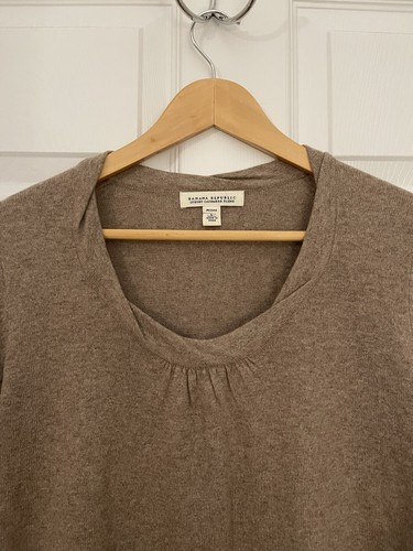 Banana Republic Luxury Cashmere Blend Beige Brown Womens Petite L Sweater - Picture 2 of 4