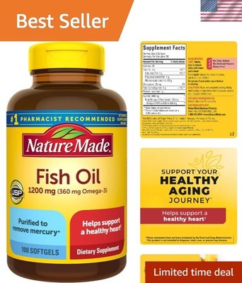 Fish Oil Omega 3 Supplements, 1200mg Softgels for Healthy Heart, 50-Day Supply