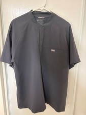 FIGS Scrubs Top Mens Medium Charcoal Corfield - Henley Scrub Top