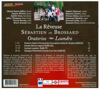 LA RÊVEUSE SÉBASTIEN BROSSARD: ORATORIOS; LEANDRO NEW CD