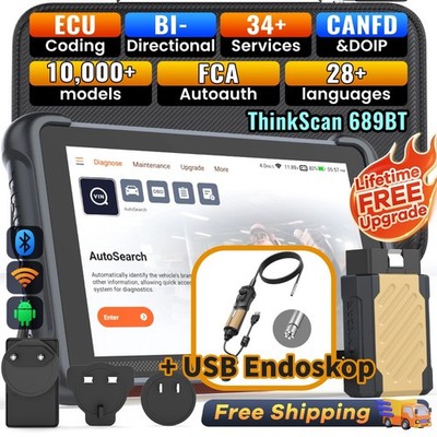 Thinkcar 689BT Auto OBD2 diagnostic Scanner tool Bidirectional +USB Endoscope