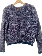 H&M Chunky Navy Sweater 4 Cropped Heavy Knit Acrylic Pullover Office Boho Chic