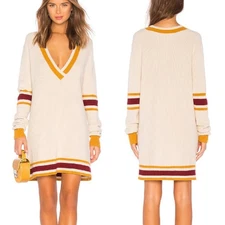 For Love & Lemons Ivy League Sweater Dress SIZE SMALL Orig $216 V-Neck