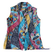 Blusa grande de colección casera años 60 con cuello abotonado sin mangas gemelos astrología