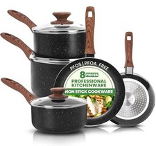 Granite Pots and Pans Set Non Stick 8 Piece Cookware Set, Induction Frying