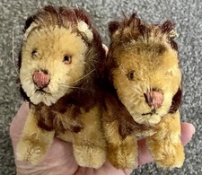 Lot of 2 VTG Mohair Steiff Leo Lions 4 Non Jointed NO Tags NO Tails Look No Res