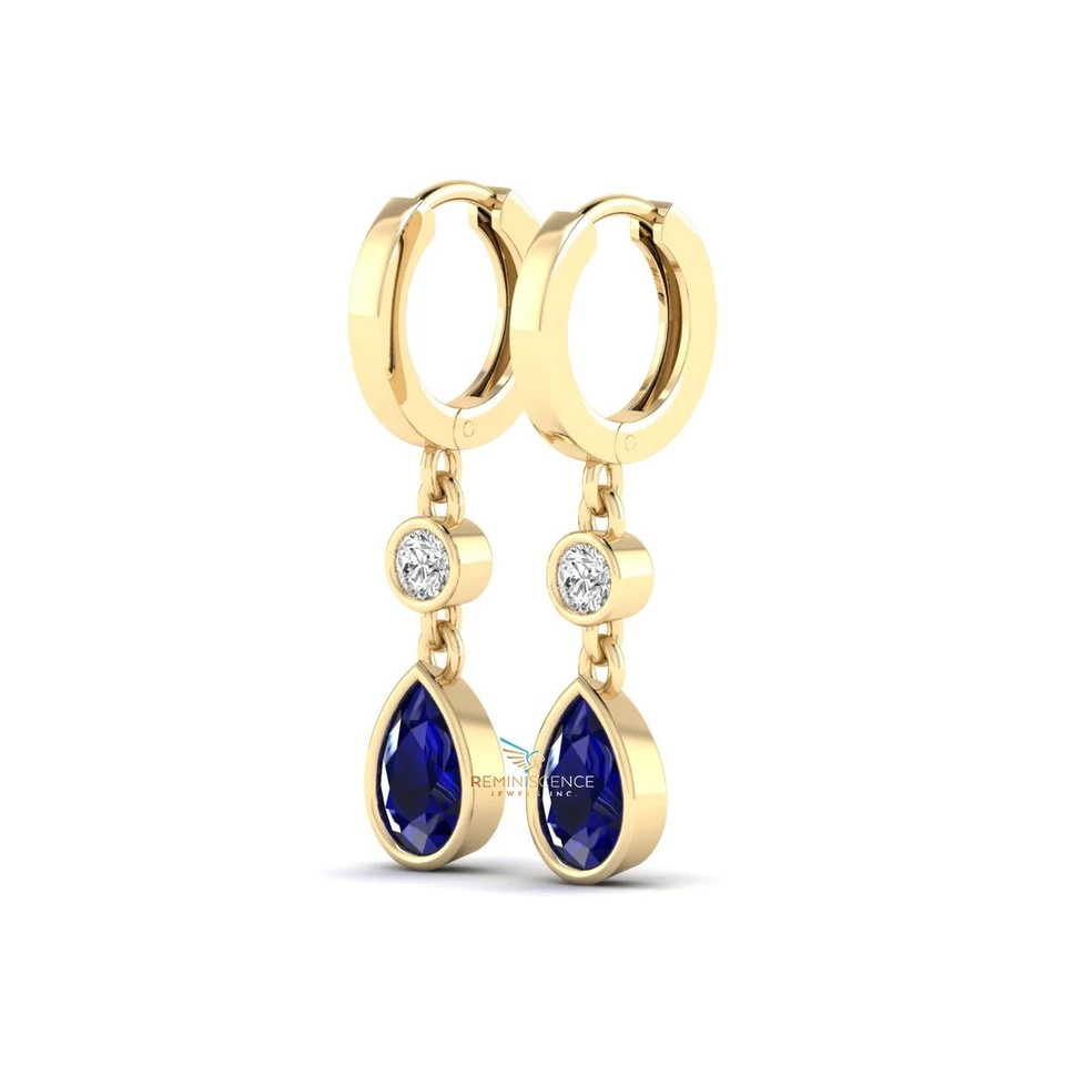 Women’s Lab Grown Diamond Drop Earrings Pear Cut Gemstone Earring 14K Gold - Image 4 of 4