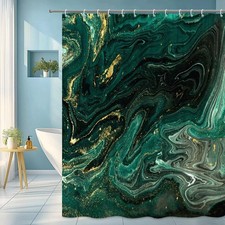 Marble Green and Gold Shower Curtain