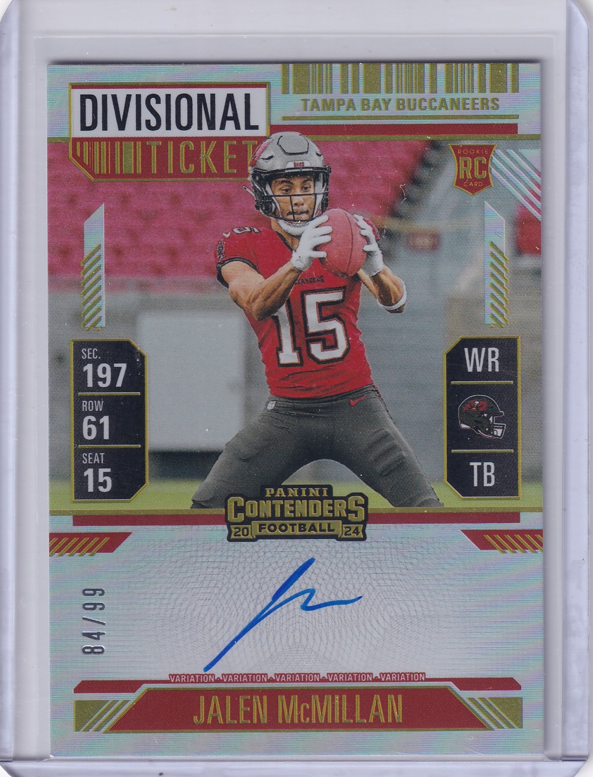 Jalen McMillan 2024 Contenders Variation Divisional Ticket Rc On Card Auto /99