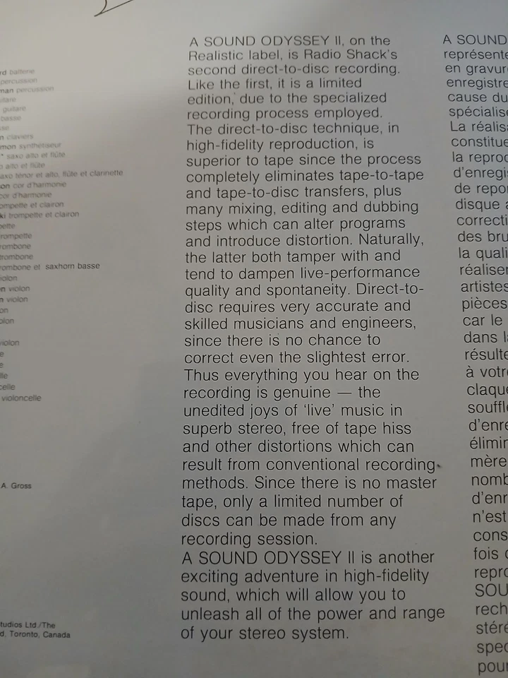 a sound odyssey II 2 direct to disc vinyl record new sealed a rare vinyl - Image 4 of 4