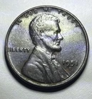 💥 1951 D Lincoln Wheat Penny - Black - Impr. Annealed Copper Planchet Error