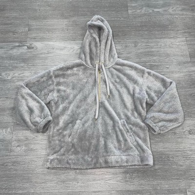 Lilly Pulitzer Suri Sherpa Hoodie Size Small Lunar Grey 1/2 Zip 012489 Cozy