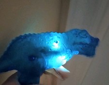 Vtg Spark Toy Noisemaker Blue Monster Dinosaur T Rex Plastic Sparking Gun Works