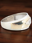 ESTATE MEN'S SOLID 10K WHITE & YELLOW GOLD RING NATURAL DIAMONDS SIZE 9.75 #7828 — photo 3