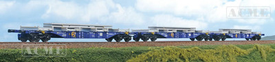 ACME 45152 Eisenbahn Udine Cividale, I-FUC, 3er Set Wagen Sgnss blaue Lackierung, Ladung
