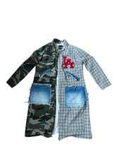 Fashion Nova All Patched Up Trench Coat - Denim/Camo - LA - Women's Size Medium