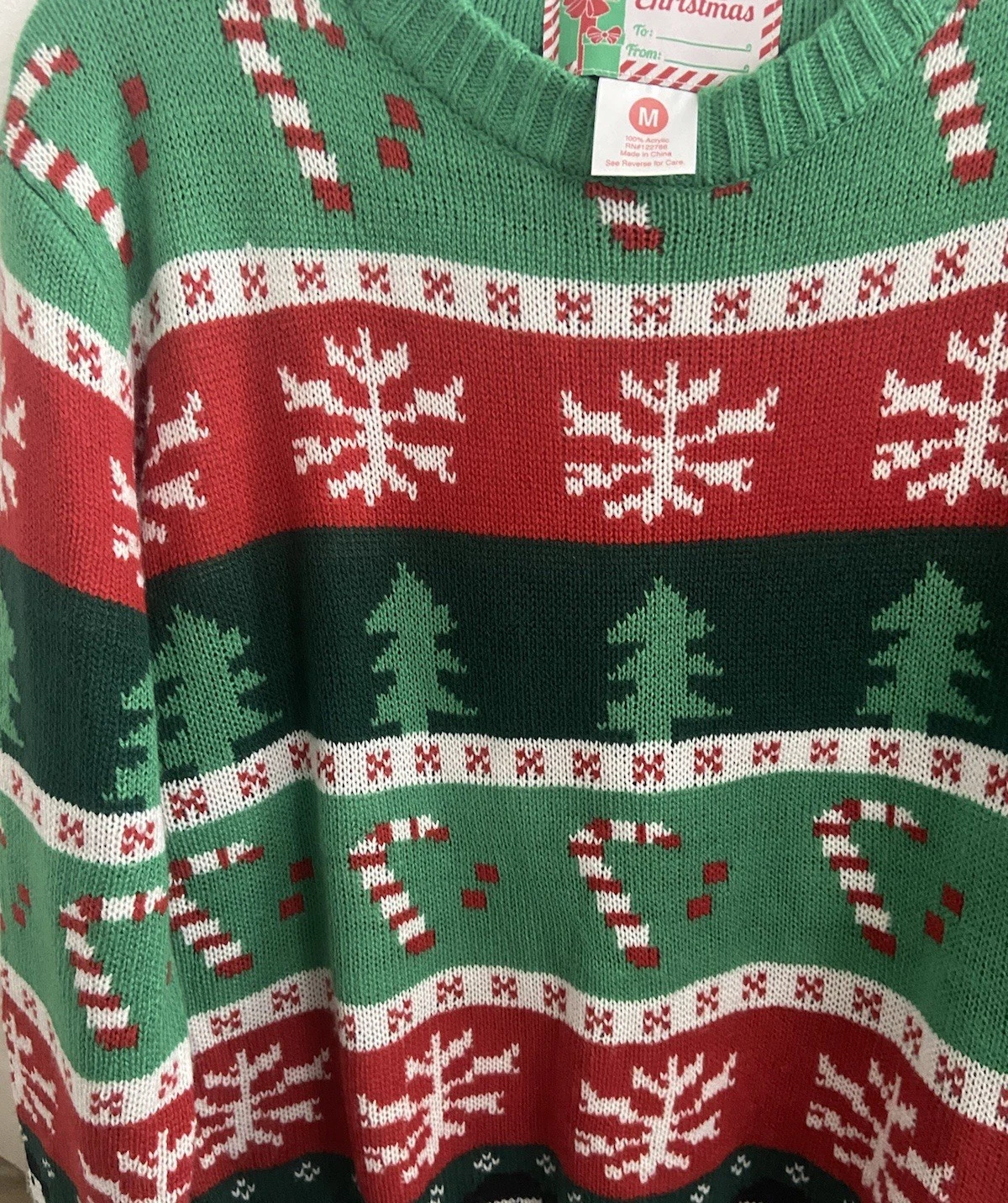Holiday Patterned Ugly Christmas Sweater - Size Medium Winter Theme