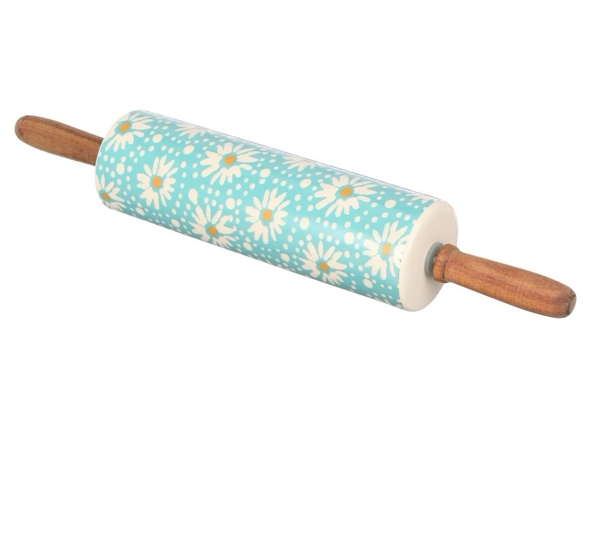 The Pioneer Woman PW Flea Market Stoneware Floral Rolling Pin with Wood Handle