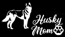 Husky Mom Dog Paw White Vinyl Decal Car Truck Windows Laptop Camper RV