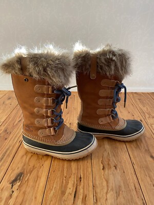 SOREL Joan of Arctic Winter Leather Waterproof Fur lined Boots - Women Size 6