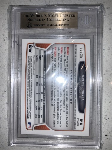 2013 Carlos Correa #32/35 SSP Bowman Chrome Black Refractor RC- BGS 9.5 Gem Mint - Picture 4 of 5