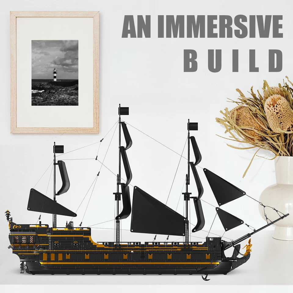 Mould King 13186 Black Pearl Pirate Ship Boat Clamp Building Block Kit Toy MOC - Image 4 of 4