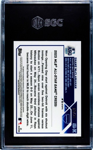 2023 Topps Chrome Update Shane McClanahan ASG ORANGE /25 SGC 10 AUTO 10 POP 1 - Picture 2 of 2