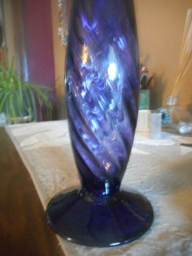 Modern Deep Cobalt Blue Glass 9 3/4" Tall Pillar Taper Candle Stick Holder =EUC - Picture 6 of 10