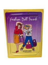 Vintage 80's Tara Toy Corp Fashion Doll Trunk Yellow Barbie Jem Sindy Holds