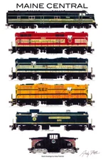Maine Central Locomotives 11"x17" Railroad Poster by Andy Fletcher signed