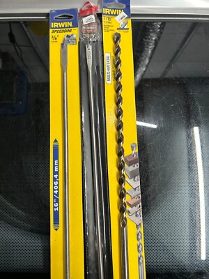 New 3-pack lot IRWIN Drill Bit 7/16'' X 15-3/4'' Speedbor 88706 Spade 3/8 x 16