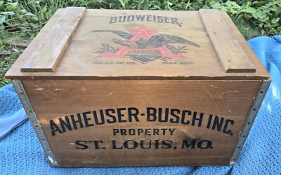 Large Budweiser Wood Beer Crate W/Checkers Lid Anheuser-Busch