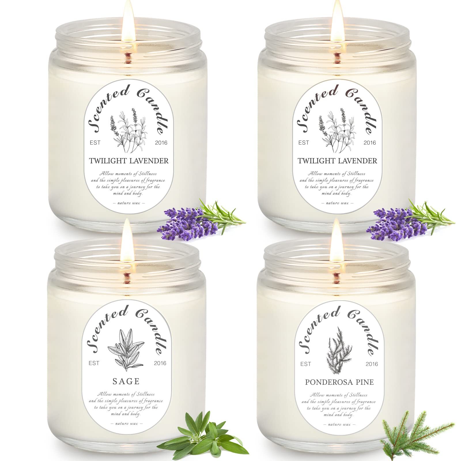 4 Pack Lavender Scented Jar Candles, 28 oz, 200 Hour Burn Time, Home Fragrance