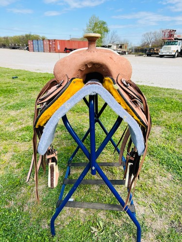 "Silla de montar occidental para niños y jóvenes rancho para niños con cordones marrones 12"" a 13" - Imagen 4 de 7