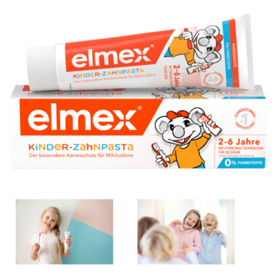 elmex Zahnpasta für Kinder, 2-6 Jahre, 50 ml - Sanfter Schutz für empfindliche Z